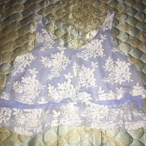 Blue and white floral top